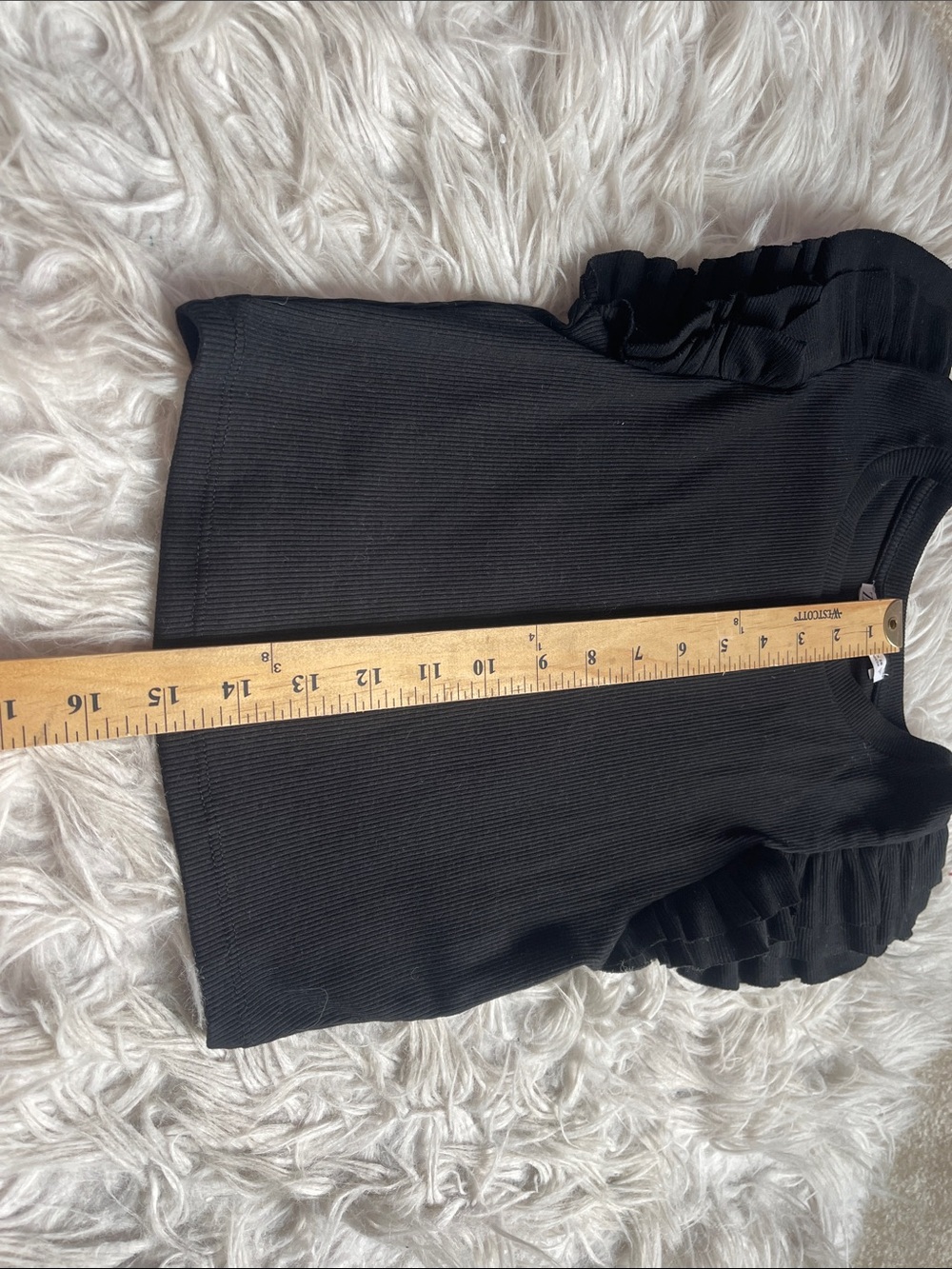 Zara Black Ribbed Ruffle Tank Top - Picture 3 of 5